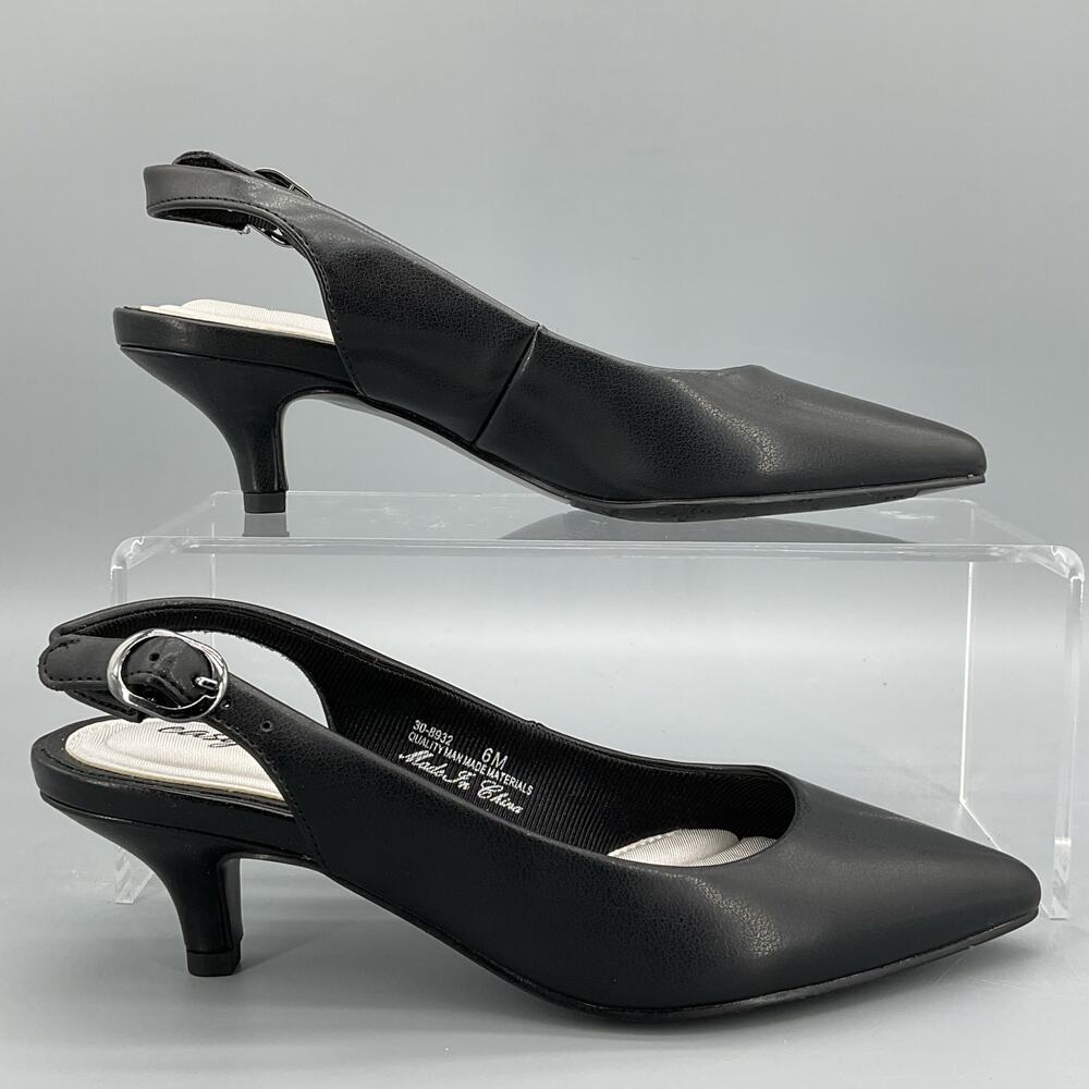 NEW Easy Street Women’s Faye Slingback Heels Black Size 6M